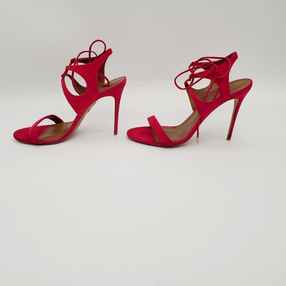 Aquazzura Colette Pink Suede Sandals - Picture 10 of 16